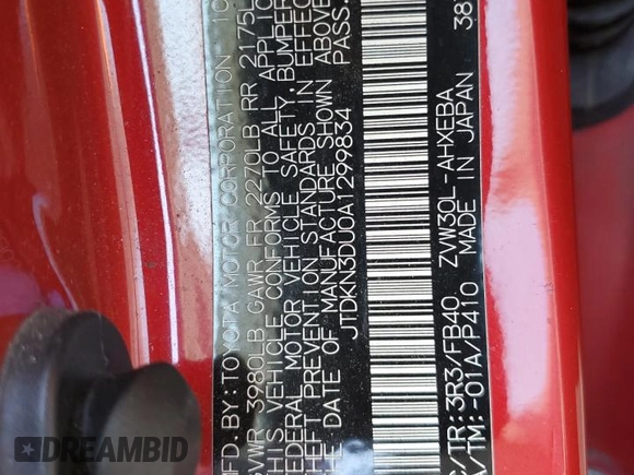2010 Toyota Prius Four with VIN JTDKN3DU0A1299834, listed as a Copart auction lot 78207604 with 207,003 mi miles and Salvage Title. Bid and sale history available at DreamBid. Image 12.