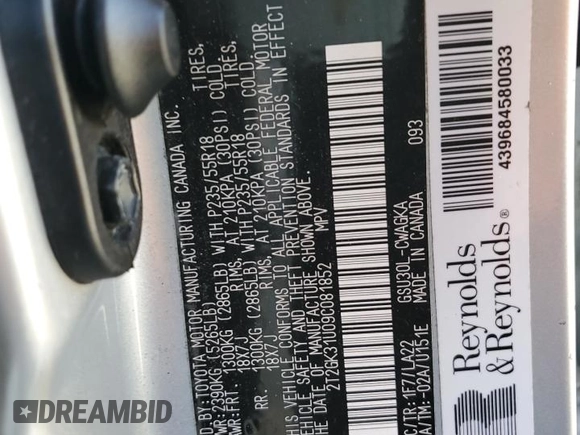 2009 Lexus RX 350 with VIN 2T2GK31U09C081852, listed as a Copart auction lot 55414445 with 129,098 mi miles and Salvage Title. Bid and sale history available at DreamBid. Image 15.