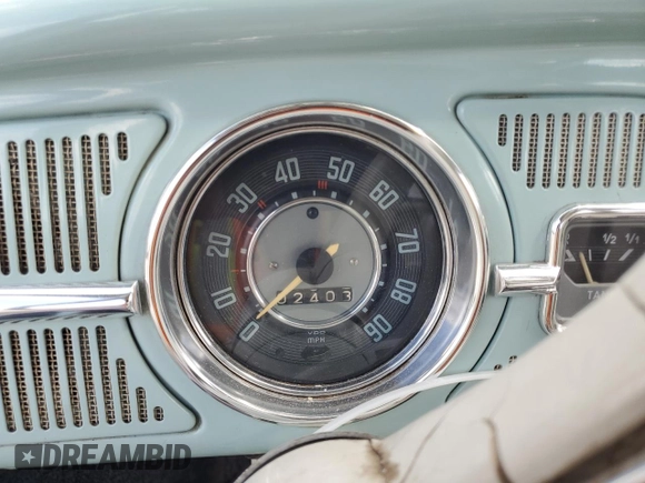 1964 Volkswagen Beetle with VIN 6441255, listed as a Copart auction lot 56974525 with 2,403 mi miles and Salvage title. Bid and sale history available at DreamBid. Image 9.