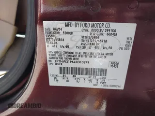 2004 Ford F-250 XL с VIN 1FTNW21P64ED13879, выставлен на аукционе IAAI как лот 41820995 с пробегом 279 196 миль миль и . История ставок и продаж доступна на DreamBid. Изображение 9.