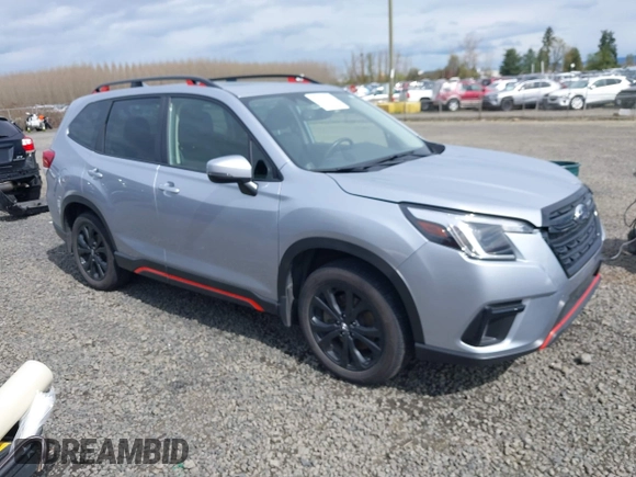 2023 Subaru Forester Sport with VIN JF2SKAJC0PH519600, listed as a IAAI auction lot 41880854 with 27,996 mi miles. Bid and sale history available at carsss.com. Image 1.