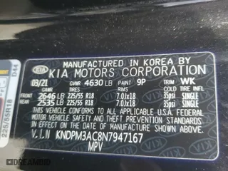 2022 Kia Sportage LX with VIN KNDPM3AC8N7947167, listed as a Copart auction lot 85908844 with 125,727 mi miles and Salvage Title. Bid and sale history available at carsss.com. Image 12.