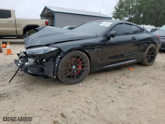 2023 BMW M8 Competition with VIN WBSAE0C00PCM79751, listed as a Copart auction lot 45468225 with 0 mi miles and Salvage Title. Bid and sale history available at carsss.com. Image 1.