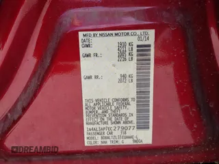 2014 Nissan Altima S with VIN 1N4AL3AP7EC279077, listed as a IAAI auction lot 42169147 with 54,811 mi miles and . Bid and sale history available at carsss.com. Image 9.