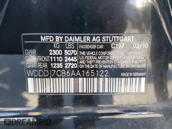 2010 Mercedes-Benz CLS 550 с VIN WDDDJ7CB6AA165122, выставлен на аукционе Copart как лот 62373705 с пробегом 64 147 миль миль и Списание • Salvage title. История ставок и продаж доступна на DreamBid. Изображение 12.