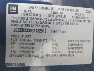 2009 Chevrolet Silverado 1500 with VIN 2GCEK333991132912, listed as a IAAI auction lot 41691383 with 146,751 mi miles and . Bid and sale history available at DreamBid. Image 9.