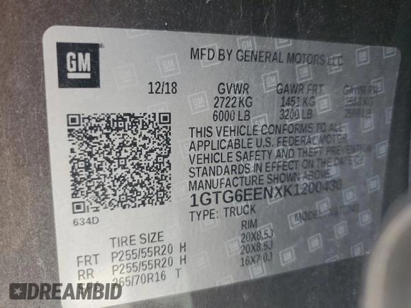 2019 GMC Canyon 4WD Denali with VIN 1GTG6EENXK1200430, listed as a Copart auction lot 65524334 with 54,813 mi miles and Salvage Title. Bid and sale history available at carsss.com. Image 14.