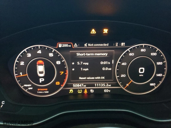 2019 Audi A5 Sportback Premium Plus with VIN WAUENCF59KA050630, listed as a Copart auction lot 43435545 with 50,847 mi miles and Salvage Title. Bid and sale history available at carsss.com. Image 9.