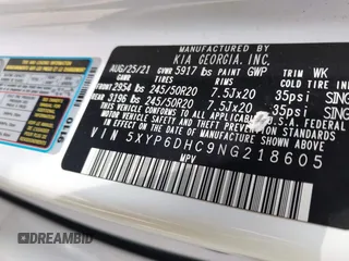 2022 Kia Telluride S с VIN 5XYP6DHC9NG218605, выставлен на аукционе IAAI как лот 42394866 с пробегом 55 087 миль миль и . История ставок и продаж доступна на DreamBid. Изображение 9.