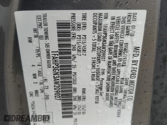 2010 Ford Focus SES with VIN 1FAHP3GN3AW209027, listed as a Copart auction lot 50987785 with 183,491 mi miles and Salvage Title. Bid and sale history available at carsss.com. Image 15.