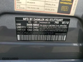 2013 Mercedes-Benz S-Class S 550 with VIN WDDNG7DB9DA497237, listed as a Copart auction lot 43662855 with 142,597 mi miles and Clean Title. Bid and sale history available at carsss.com. Image 12.