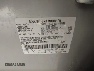 2014 Ford Explorer with VIN 1FM5K8B81EGC14622, listed as a IAAI auction lot 41570872 with 187,158 mi miles and . Bid and sale history available at carsss.com. Image 9.