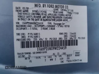 2009 Ford Focus SE with VIN 1FAHP35NX9W224459, listed as a Copart auction lot 86253964 with 120,544 mi miles and Salvage Title. Bid and sale history available at carsss.com. Image 12.