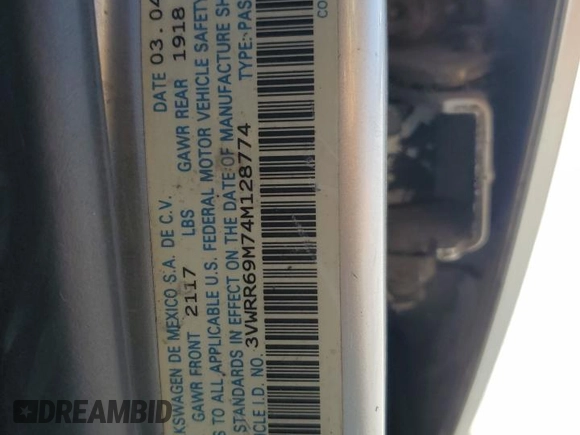 2004 Volkswagen Jetta GL z VIN 3VWRR69M74M128774, wystawiony jako Copart lot #46566225 z przebiegiem 539 544 mil mil oraz Szkoda całkowita • Salvage title. Historia ofert i sprzedaży dostępna na DreamBid. Obrazek 12.
