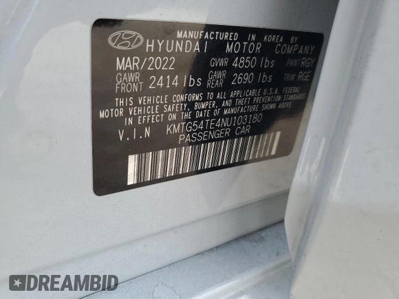 2022 Genesis G70 3.3T с VIN KMTG54TE4NU103180, выставлен на аукционе Copart как лот 80885684 с пробегом 34 852 миль миль и Списание • Salvage title. История ставок и продаж доступна на DreamBid. Изображение 14.