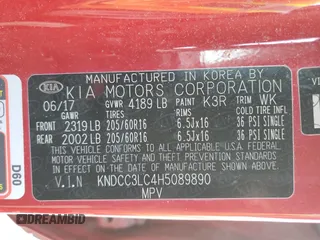 2017 Kia Niro Touring Launch Edition with VIN KNDCC3LC4H5089890, listed as a Copart auction lot 47305465 with 64,308 mi miles and Salvage Title. Bid and sale history available at carsss.com. Image 12.
