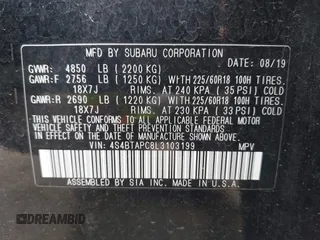 2020 Subaru Outback Touring с VIN 4S4BTAPC8L3103199, выставлен на аукционе IAAI как лот 42327074 с пробегом 78 688 миль миль и . История ставок и продаж доступна на DreamBid. Изображение 9.