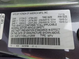 2020 Acura RDX w/Technology Pkg with VIN 5J8TC1H58LL012668, listed as a IAAI auction lot 41736472 with 1 mi miles. Bid and sale history available at carsss.com. Image 9.