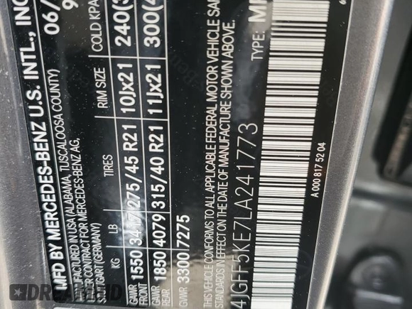 2020 Mercedes-Benz GLS 450 z VIN 4JGFF5KE7LA241773, wystawiony jako Copart lot #49132365 z przebiegiem 44 294 mil mil oraz Szkoda całkowita • Salvage title. Historia ofert i sprzedaży dostępna na DreamBid. Obrazek 14.