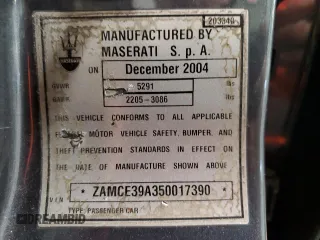 2005 Maserati Quattroporte z VIN ZAMCE39A350017390, wystawiony jako Copart lot #72455664 z przebiegiem 50 394 mil mil oraz Szkoda całkowita • Salvage title. Historia ofert i sprzedaży dostępna na DreamBid. Obrazek 12.