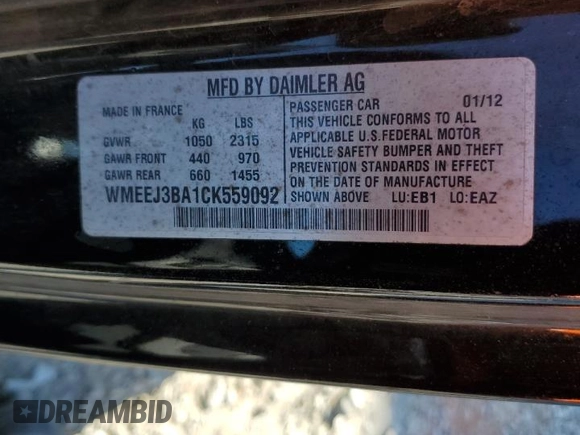 2012 Smart fortwo Pure z VIN WMEEJ3BA1CK559092, wystawiony jako Copart lot #85506924 z przebiegiem 47 806 mil mil oraz Szkoda całkowita • Salvage title. Historia ofert i sprzedaży dostępna na DreamBid. Obrazek 13.