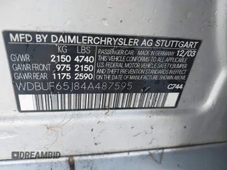 2004 Mercedes-Benz E 320 with VIN WDBUF65J84A487595, listed as a IAAI auction lot 41993629 with 212,359 mi miles and . Bid and sale history available at carsss.com. Image 9.