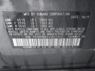 2018 Subaru Legacy Premium with VIN 4S3BNAD64J3021142, listed as a IAAI auction lot 41579108 with 98,974 mi miles. Bid and sale history available at carsss.com. Image 9.
