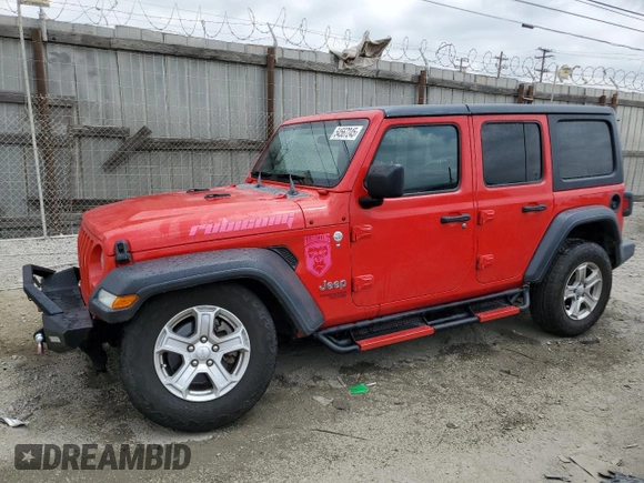 2019 Jeep Wrangler Unlimited Sport S with VIN 1C4HJXDN5KW653583, listed as a Copart auction lot 54567245 with 70,873 mi miles and Salvage title. Bid and sale history available at DreamBid. Image 1.