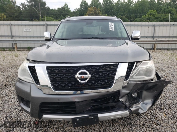 2017 Nissan Armada Platinum with VIN JN8AY2NF5H9303146, listed as a Copart auction lot 56524074 with 64,541 mi miles and Salvage Title. Bid and sale history available at carsss.com. Image 5.