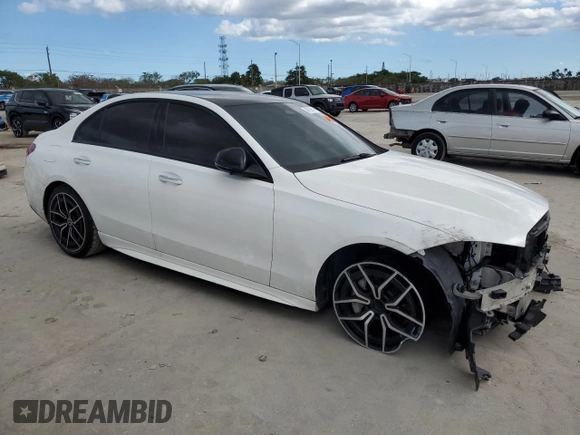 2022 Mercedes-Benz C 300 with VIN W1KAF4GB9NR043911, listed as a Copart auction lot 47158615 with 41,721 mi miles and Salvage Title. Bid and sale history available at DreamBid. Image 4.