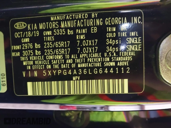 2020 Kia Sorento LX z VIN 5XYPG4A36LG644112, wystawiony jako IAAI lot #42115141 z przebiegiem 101 170 mil mil oraz . Historia ofert i sprzedaży dostępna na DreamBid. Obrazek 9.
