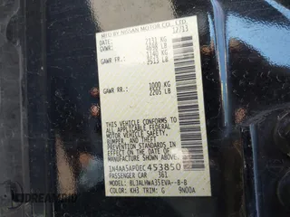 2014 Nissan Maxima SV with VIN 1N4AA5AP0EC453850, listed as a IAAI auction lot 41881210 with Not Provided miles and . Bid and sale history available at DreamBid. Image 9.