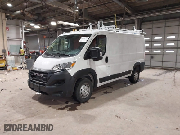 2023 Ram ProMaster Cargo with VIN 3C6LRVAG5PE571164, listed as a IAAI auction lot 41202787 with 5,503 mi miles and . Bid and sale history available at DreamBid. Image 2.