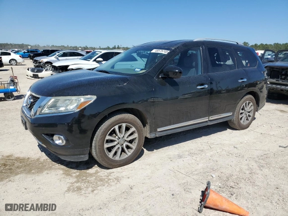 2013 Nissan Pathfinder Platinum with VIN 5N1AR2MN1DC622487, listed as a Copart auction lot 48575745 with 181724 miles and Salvage Title. Bid and sale history available at carsss.com. Image 1.