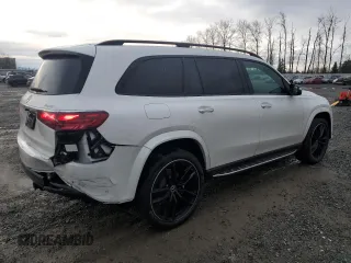 2025 Mercedes-Benz GLS with VIN 4JGFF5KE7SB324547, listed as a Copart auction lot 45541525 with 1,967 mi miles and Salvage Title. Bid and sale history available at carsss.com. Image 3.