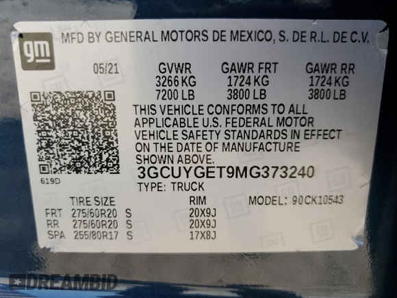 2021 Chevrolet Silverado 1500 LTZ with VIN 3GCUYGET9MG373240, listed as a Copart auction lot 75931194 with 12,585 mi miles and Salvage Title. Bid and sale history available at DreamBid. Image 13.