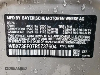 2024 BMW X1 xDrive28i с VIN WBX73EF07R5Z37604, выставлен на аукционе Copart как лот 55157395 с пробегом 9 531 миль миль и Списание • Salvage title. История ставок и продаж доступна на DreamBid. Изображение 13.
