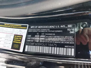2016 Mercedes-Benz C 450 AMG with VIN 55SWF6EBXGU118475, listed as a IAAI auction lot 41750016 with 134,423 mi miles and . Bid and sale history available at carsss.com. Image 9.