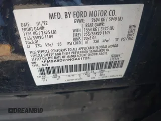 2022 Ford Explorer XLT z VIN 1FMSK8DH1NGA61725, wystawiony jako IAAI lot #41963544 z przebiegiem 12 213 mil mil oraz . Historia ofert i sprzedaży dostępna na DreamBid. Obrazek 9.