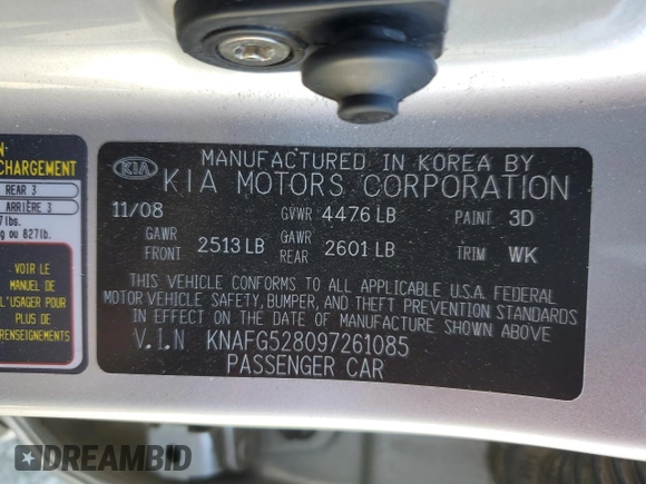 2009 Kia Rondo LX Base with VIN KNAFG528097261085, listed as a Copart auction lot 73094904 with 95,287 mi miles and Salvage Title. Bid and sale history available at carsss.com. Image 13.