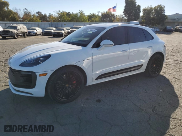 2023 Porsche Macan GTS with VIN WP1AF2A56PLB55605, listed as a Copart auction lot 77424624 with 14,893 mi miles and Salvage title. Bid and sale history available at DreamBid. Image 1.