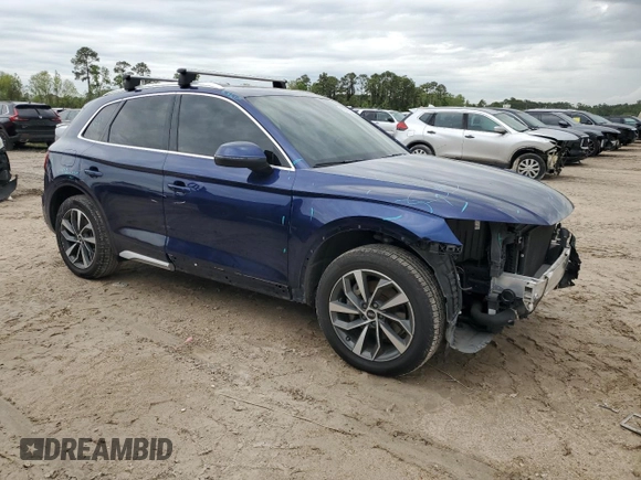 2021 Audi Q5 Premium with VIN WA1AAAFY7M2075416, listed as a Copart auction lot 50895435 with 36,877 mi miles and Salvage Title. Bid and sale history available at carsss.com. Image 4.