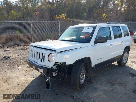 2016 Jeep Patriot Sport SE with VIN 1C4NJPBAXGD726730, listed as a IAAI auction lot 38298268 with 95,716 mi miles and . Bid and sale history available at carsss.com. Image 2.
