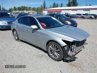 2018 Infiniti Q50 3.0t LUXE with VIN JN1EV7AR1JM443400, listed as a IAAI auction lot 42174726 with 74,677 mi miles. Bid and sale history available at carsss.com. Image 1.