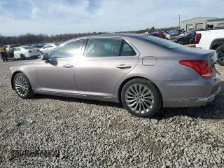 2018 Genesis G90 5.0L Ultimate with VIN KMHG54JH9JU037162, listed as a Copart auction lot 46157295 with 81,409 mi miles and Salvage Title. Bid and sale history available at carsss.com. Image 2.