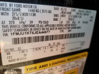 2018 Ford Expedition Limited with VIN 1FMJU1KT6JEA44977, listed as a Copart auction lot 49852985 with 97,679 mi miles and Salvage Title. Bid and sale history available at carsss.com. Image 14.