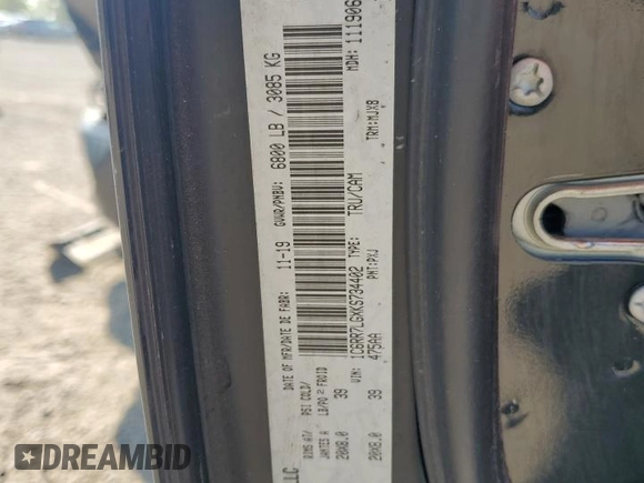 2019 Ram 1500 Warlock z VIN 1C6RR7LGXKS734402, wystawiony jako Copart lot #71389134 z przebiegiem 146 388 mil mil oraz Szkoda całkowita • Salvage title. Historia ofert i sprzedaży dostępna na DreamBid. Obrazek 12.