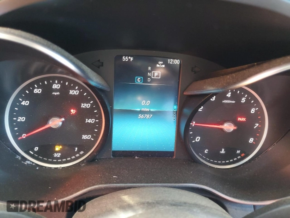 2020 Mercedes-Benz GLC with VIN WDC0G8EB4LF733748, listed as a Copart auction lot 47887585 with 56,787 mi miles and Salvage Title. Bid and sale history available at carsss.com. Image 9.