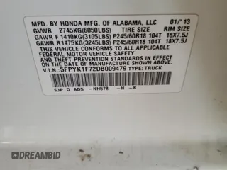 2013 Honda Ridgeline Sport with VIN 5FPYK1F72DB009479, listed as a Copart auction lot 74335154 with 229,317 mi miles and Salvage Title. Bid and sale history available at carsss.com. Image 14.