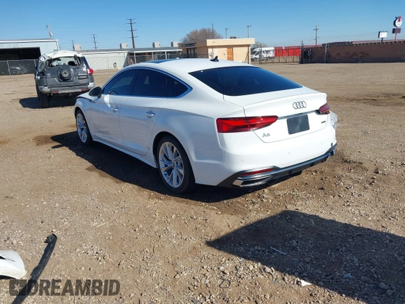 2021 Audi A5 Sportback Premium Plus with VIN WAUCBCF56MA020486, listed as a IAAI auction lot 41486099 with 91,892 mi miles. Bid and sale history available at carsss.com. Image 3.